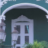 Green Building & Detail Willemstad Curacao Caribbean Poster Print by Michele Westmorland