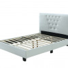 Hodedah Queen Size Platform Bed with Tufted Upholstered Headboard White