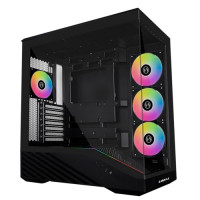 Lian Li V100 ATX Mid-Tower PC Case, 4 x 120mm ARGB PWM Fans Pre-Installed, LED RGB Strip, Display Platform with Tempered Glass, Support 415mm GPUs, 360mm Radiator, Optimized Airflow - Black ()