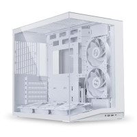 LIAN LI O11D MINI V2 Flow | Compact ATX Mid-Tower Airflow Computer Case | Panoramic View | High-Performance Airflow | Includes 5 x 120mm Reverse Blade Fans | Cable Management | White ()