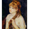 Posterazzi Young Woman Braiding Her Hair 1876 Poster Print by Pierre-Auguste Renoir - 18 x 24 in.