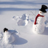Design Pics Snowmen in Forest Making Snow Angel Imprint in Snow in Late Afternoon Sunlight Alaska Winter Poster Print 17 x 11
