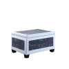 Ore Furniture 19 in. Old World Blue & White Bonded Leather Accent Trim Storage Ottoman with 2 Seating