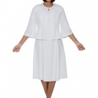 Divine Blessings White Jacket Dress Set with Coordinated Blazer and Sleeveless A-Line Design