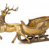 Bronze Metal Deer with Sleigh Display 19"L