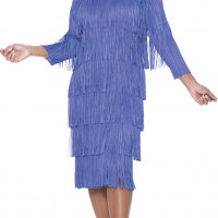 Divine Casual Fringe Knee-Length Layered Dress with Beaded Detail with 3/4 Sleeves with Pearl Accents