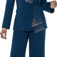 Divine Dorinda Clark Cole DCC Rose Collect Rhinestone Embellished Two-Piece Women's Pant Suit