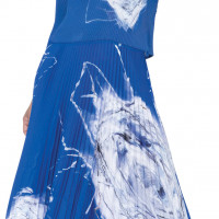 Divine Casuals Pleated Midi Dress with Abstract Floral Print and Long Sleeves for Casual and Formal Occasions