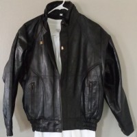 Genuine Leather Bomber Jacket for Men Full Zipper Lined Black Medium