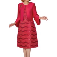 DCC Red Two-Piece A-Line Jacket Dress Perfect for Weddings Church  and Special Occasions