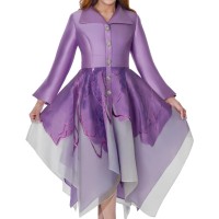 Dcc Elegant Lilac A-Line Church Dress with Long Sleeve Jacket Bodice and Flowing Layered Skirt