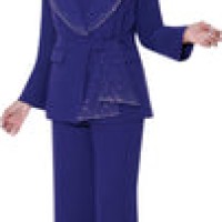 Divine Purple Dorinda Clark Cole DCC Rose Collect Rhinestone Embellished Two-Piece Women's Pant Suit