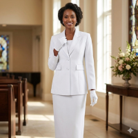 Ben Marc White Church Dress 2pc Skirt Suit Women's Formal Blazer Plus Size