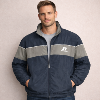 Russell Athletic Windbreaker Jacket Mens Large Full Zip Mesh Lined Pockets