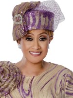 Church Hat with Purple and Champagne Detailing - Matching Church Headwear for Sunday Service