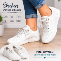Skechers Womens White Sneakers Size 9 Lace Up Comfort Walking Shoes
