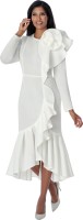 Plus Size White Ruffle Cascade Dress for Church Formal Events & Special Occasions
