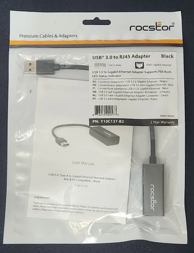 Rocstor Y10C137-B1 6FT USB 3.0 TO GIGABIT RJ45 ADAPTER USB 3.0 TO GIGABIT ENET M/F thumbnail