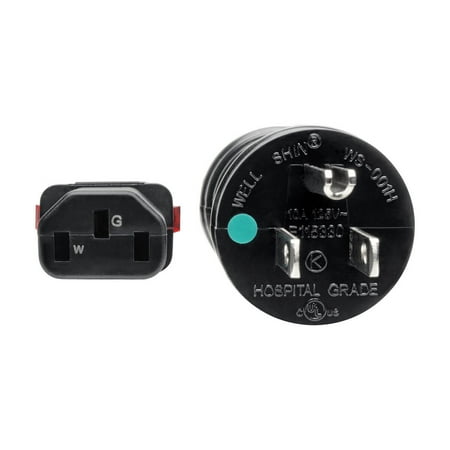 P006-L03-HG10 POWER EXTENSION CORD MEDICAL 5-15P TO LOCKING C13 M/F 18 AWG 3FT thumbnail