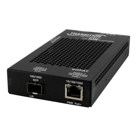 SGPAT1040-105-FNA 10/100/1000 POE+ RJ-45 TO OPEN DUAL SPEED SFP PORT MEDIA CONVERTER thumbnail