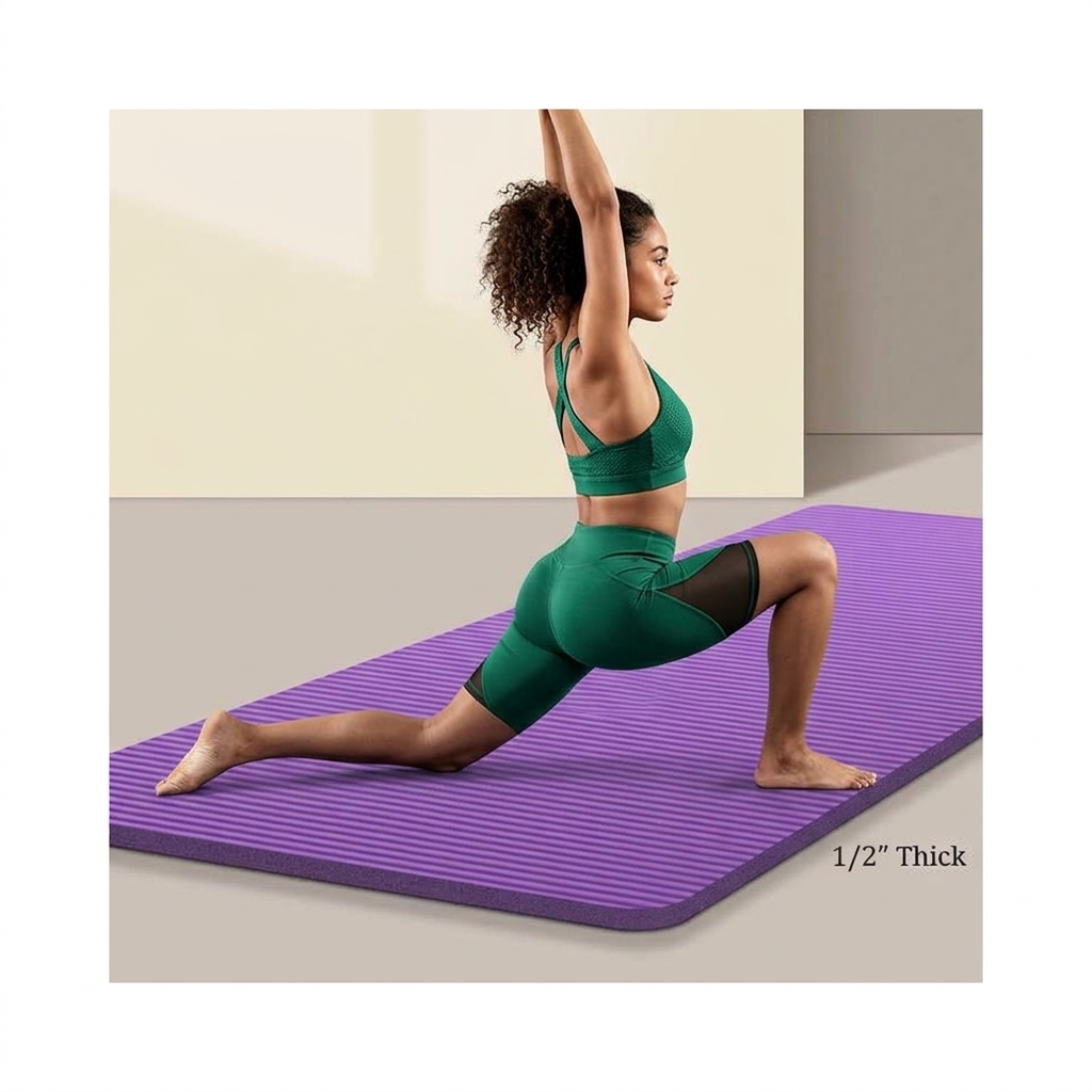 Extra Thick Yoga Mat NBR Non Slip Exercise Mat Fitness Workout Pilates Mat Purple thumbnail