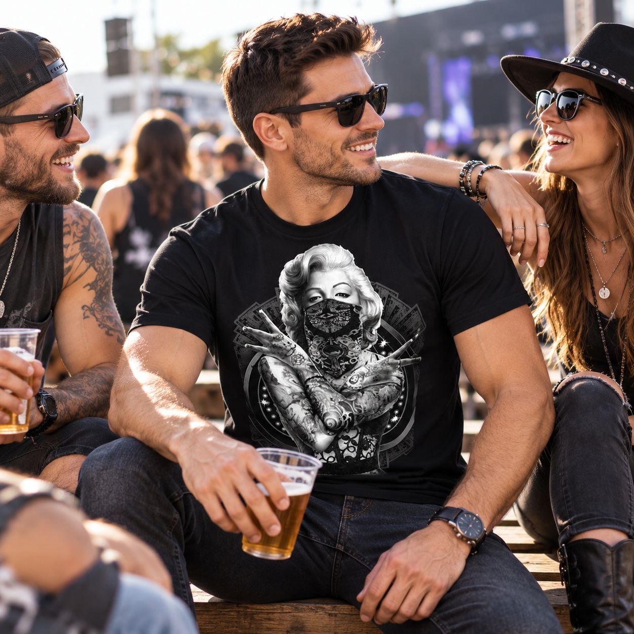 Marilyn Monroe T Shirt Mens Graphic Tee Bandana Tattoo Streetwear Short Sleeve thumbnail