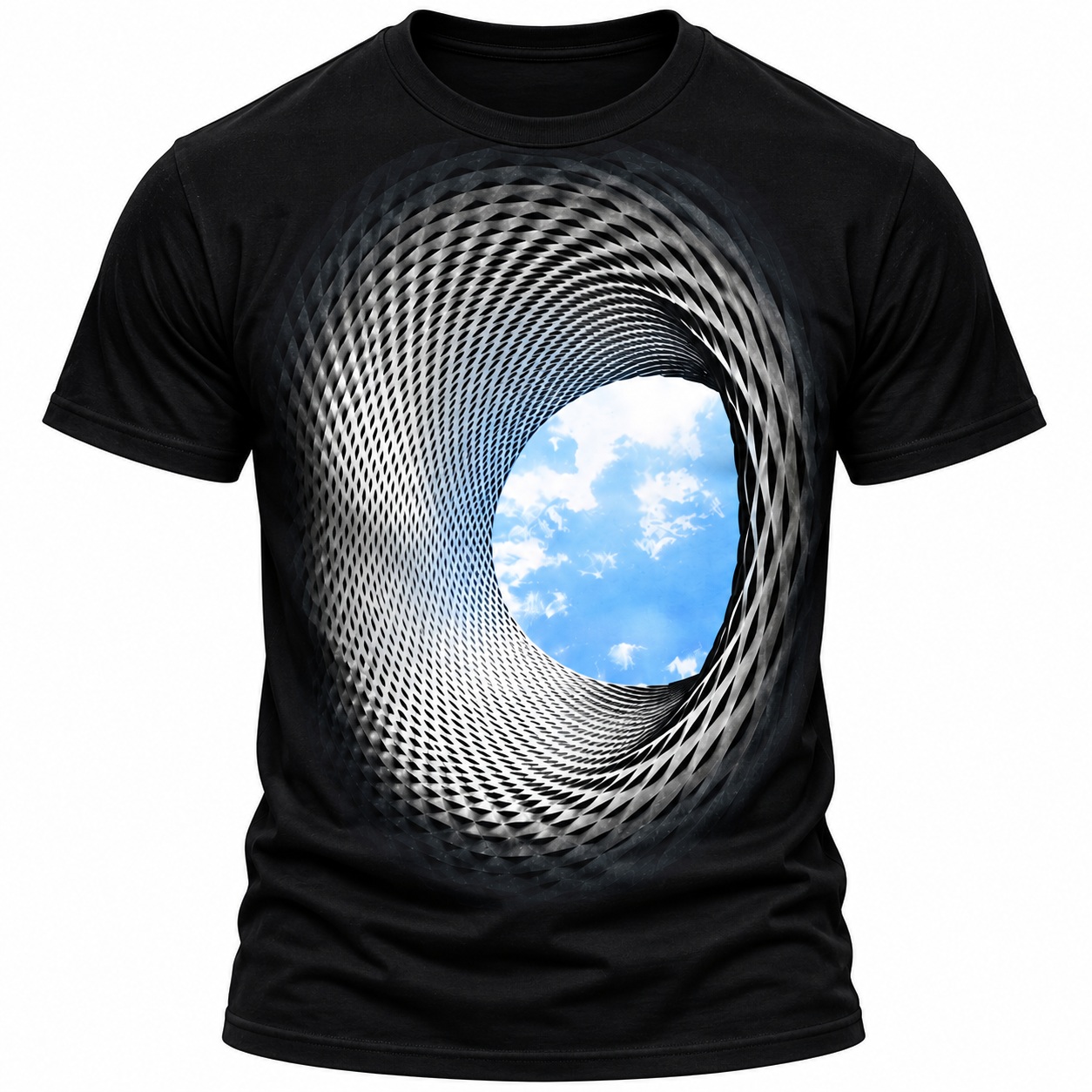 Mens 3D Optical Illusion Tunnel Graphic T-Shirt Short Sleeve Crew Neck Tee thumbnail