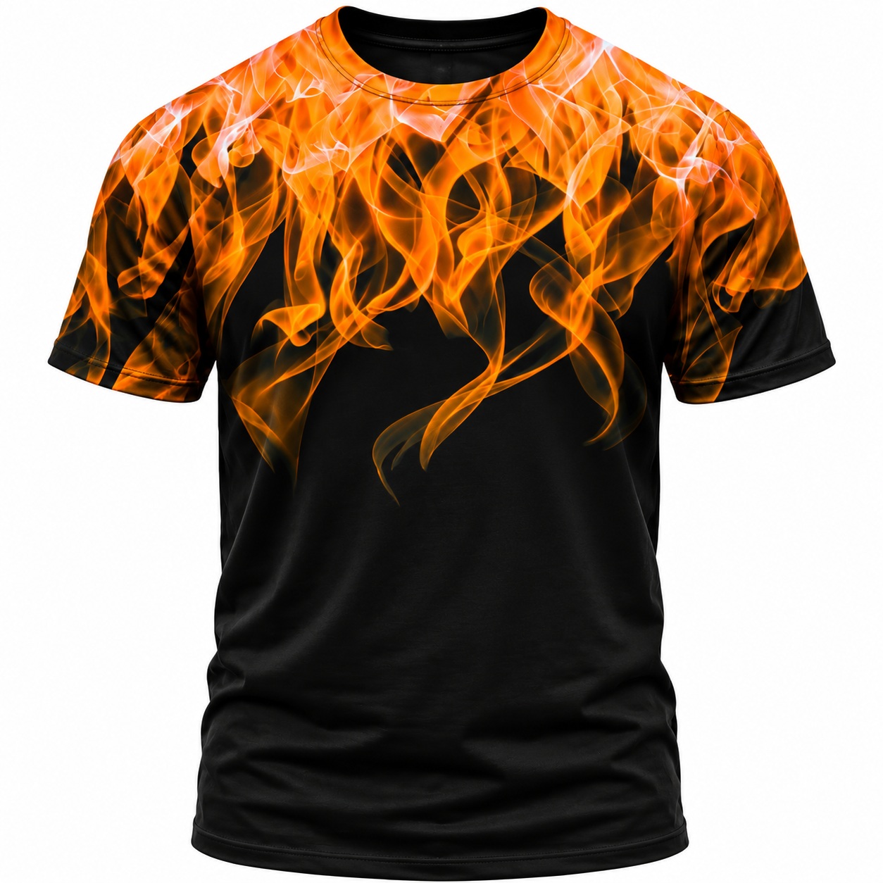 3D Flame T Shirt Mens Orange Graphic Print Crew Neck Short Sleeve Streetwear thumbnail