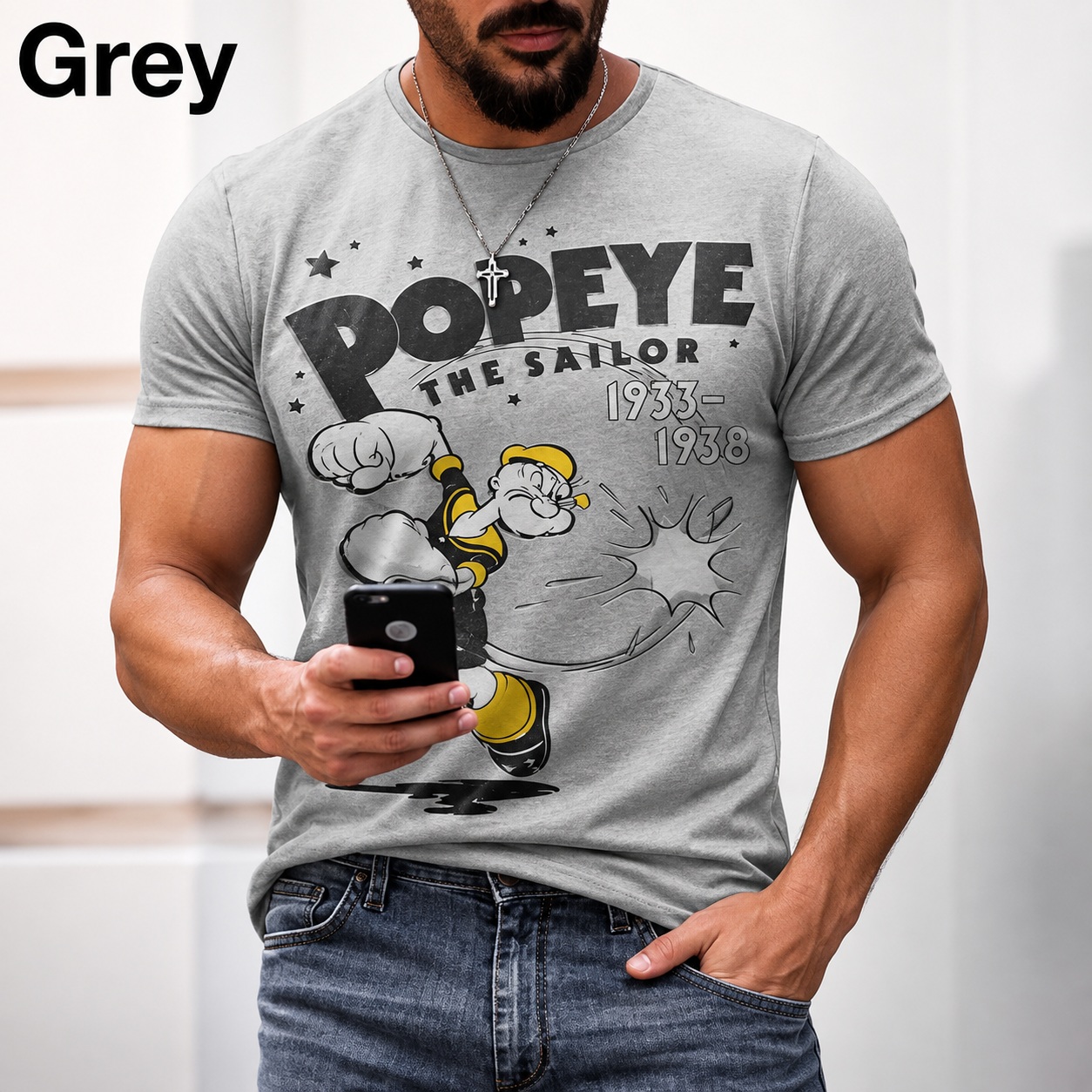 Popeye The Sailor Man T Shirt Retro Cartoon Classic Vintage Mens Nostalgia Gift thumbnail