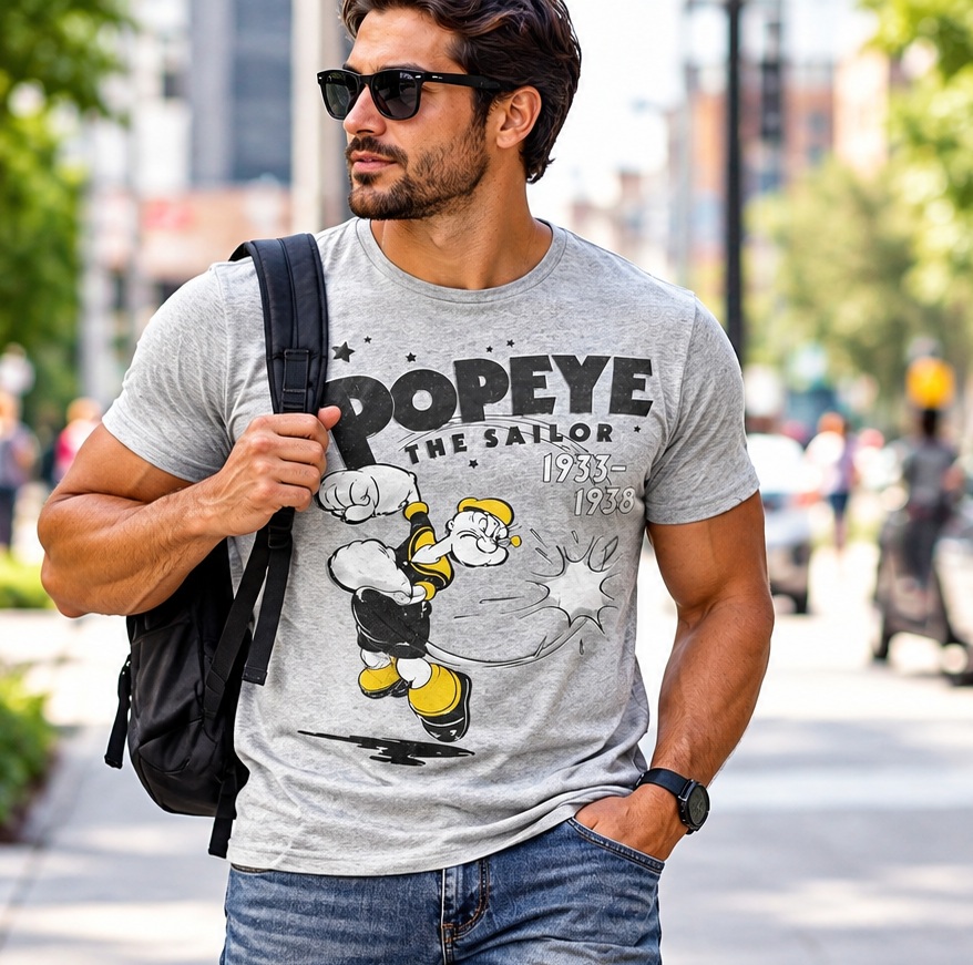 Popeye The Sailor Man T Shirt Retro Cartoon Classic Vintage Mens Nostalgia Gift thumbnail