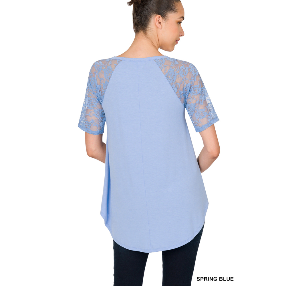 Long Cami Tunic Top Women V Neck Lace Sleeves Round Hem Relaxed Casual Elegance thumbnail