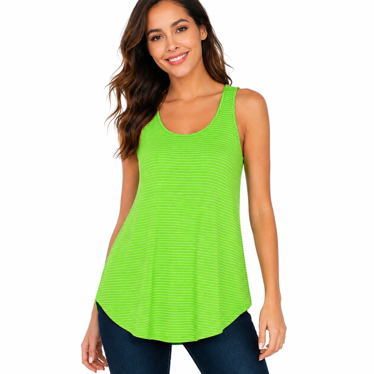 Generic Women's Sleeveless Tunic Top Scoop Neck Loose Fit Round Hem Summer Tank S-XL thumbnail