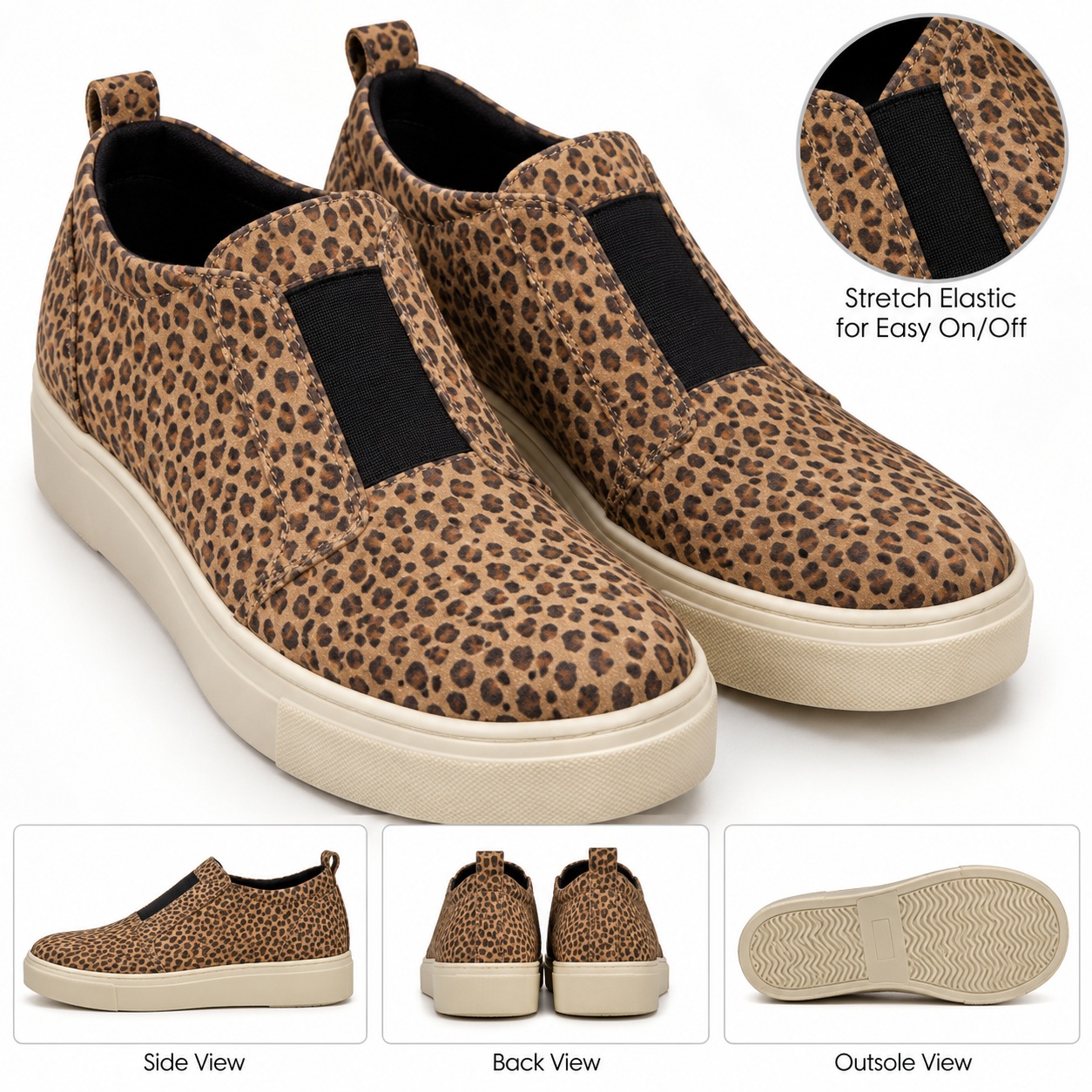 Slip On Sneakers Leopard Print Womens Casual Animal Print Shoes size 6.5 thumbnail