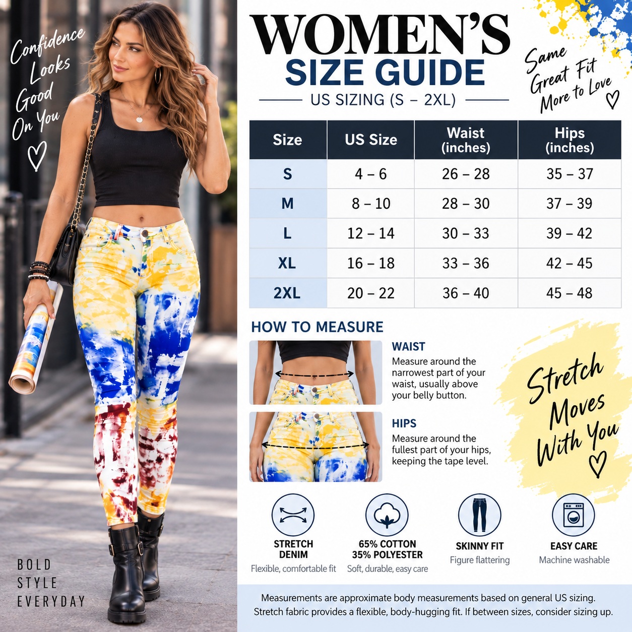 Skinny Boutique Jeans Mid Rise Stretch Painted Multicolor Artsy Statement Jeans thumbnail