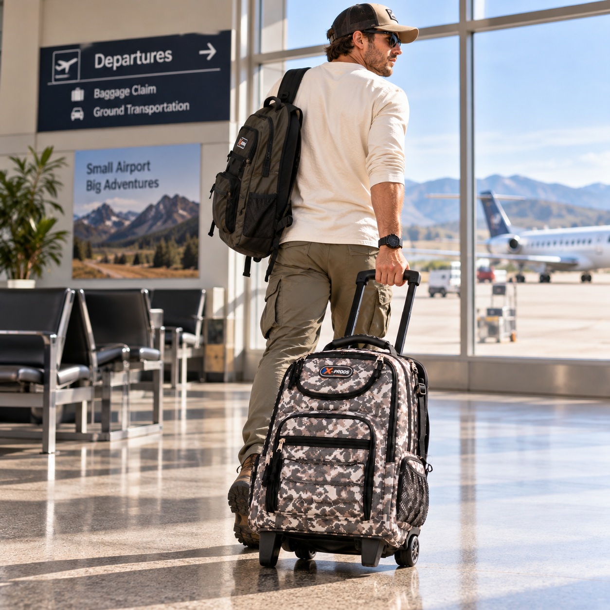 Rolling Backpack with Wheels Carry On Travel Luggage Bag 20" Large Camo thumbnail