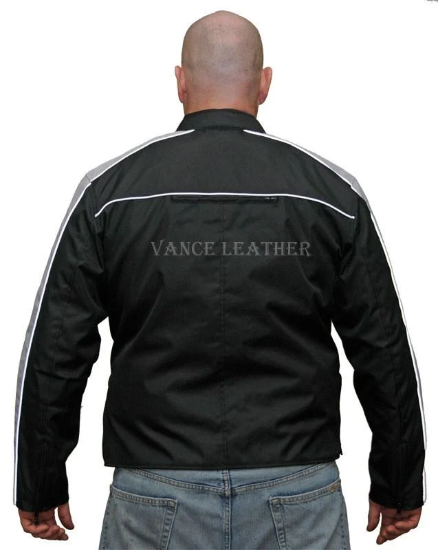 Men's Textile Jacket This men s textile jacket has a reflective accent stripe and piping on the thumbnail