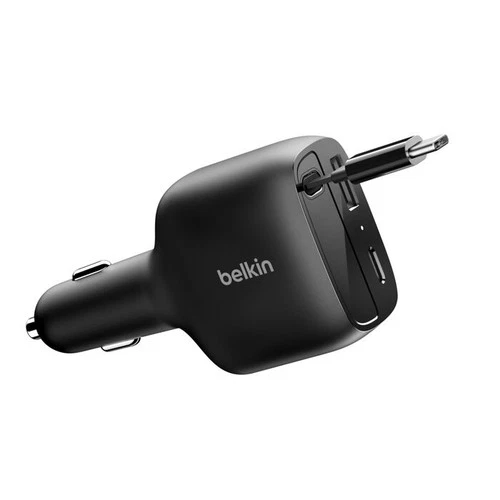 CCC001FQBK 75W 3PORT CAR CHRGRW RETRACTABLE USB-C CBLCLABK 75W 3POR thumbnail