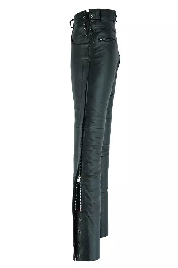 Black Motorcycle Leather Cowhide Overpants. Please choose one or two size thumbnail