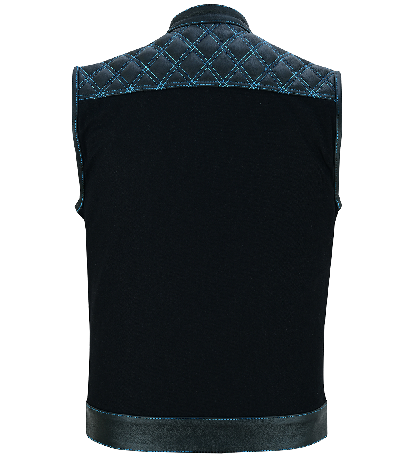 Men's Denim High Quality This black SOA club vest is made of denim and premium cowhide thumbnail
