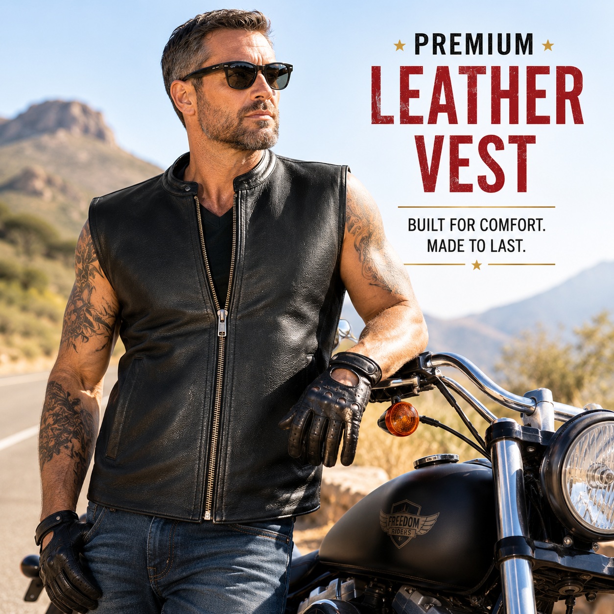 Men's Premium High Motorcycle Biker Concealed Carry Black thumbnail