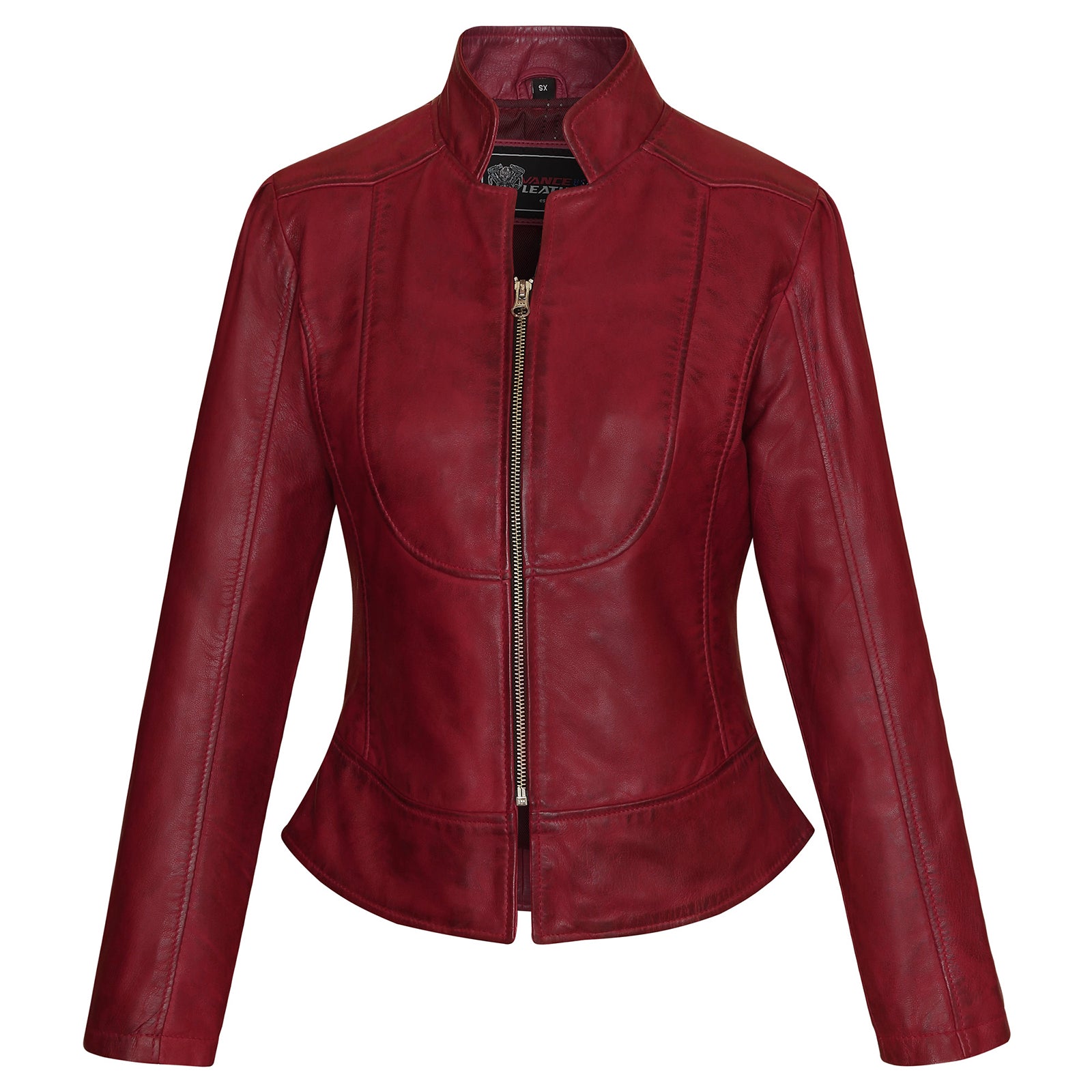 Vance Leathers' Ladies Leathers\' Premium Soft Lightweight Burgandy Fitted Leather thumbnail
