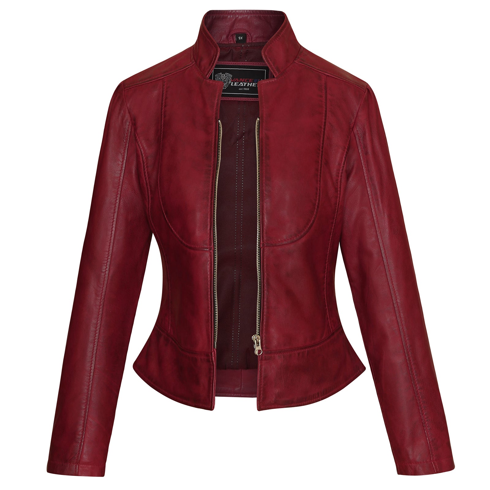Vance Leathers' Ladies Leathers\' Premium Soft Lightweight Burgandy Fitted Leather thumbnail
