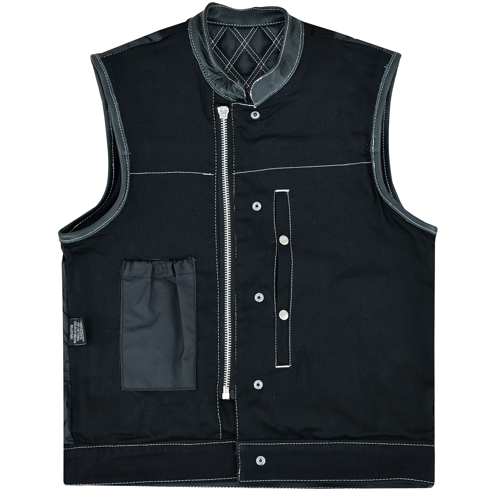 Men's Denim High Quality This black SOA club vest is made of denim and premium cowhide thumbnail
