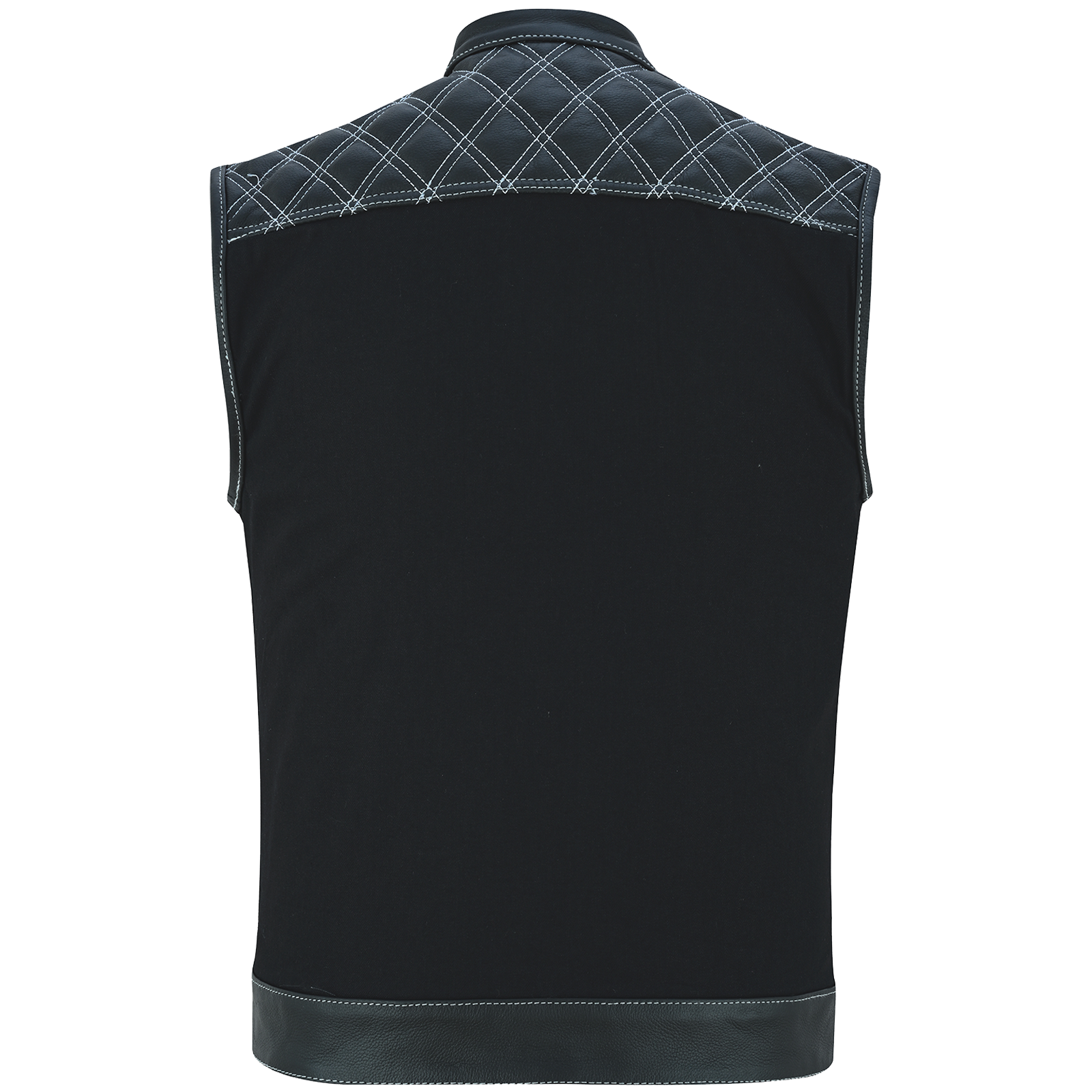 Men's Denim High Quality This black SOA club vest is made of denim and premium cowhide thumbnail