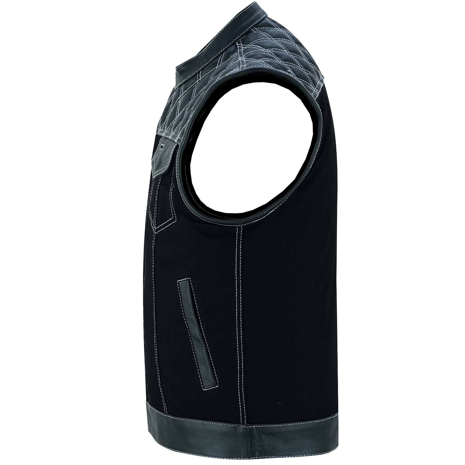 Men's Denim High Quality This black SOA club vest is made of denim and premium cowhide thumbnail