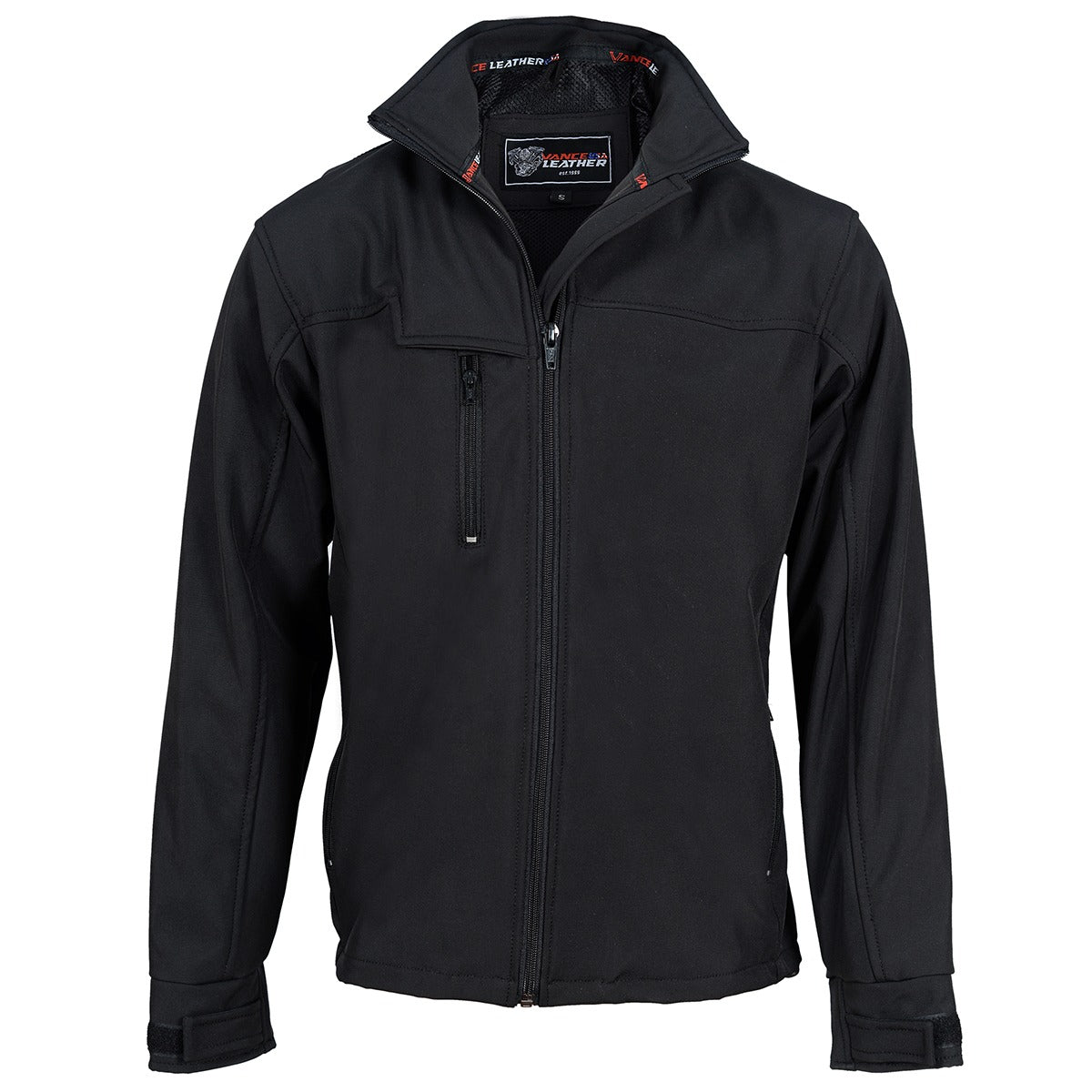 Black Waterproof Lightweight Zipper Front Soft Shell Jacket Made of Durable thumbnail