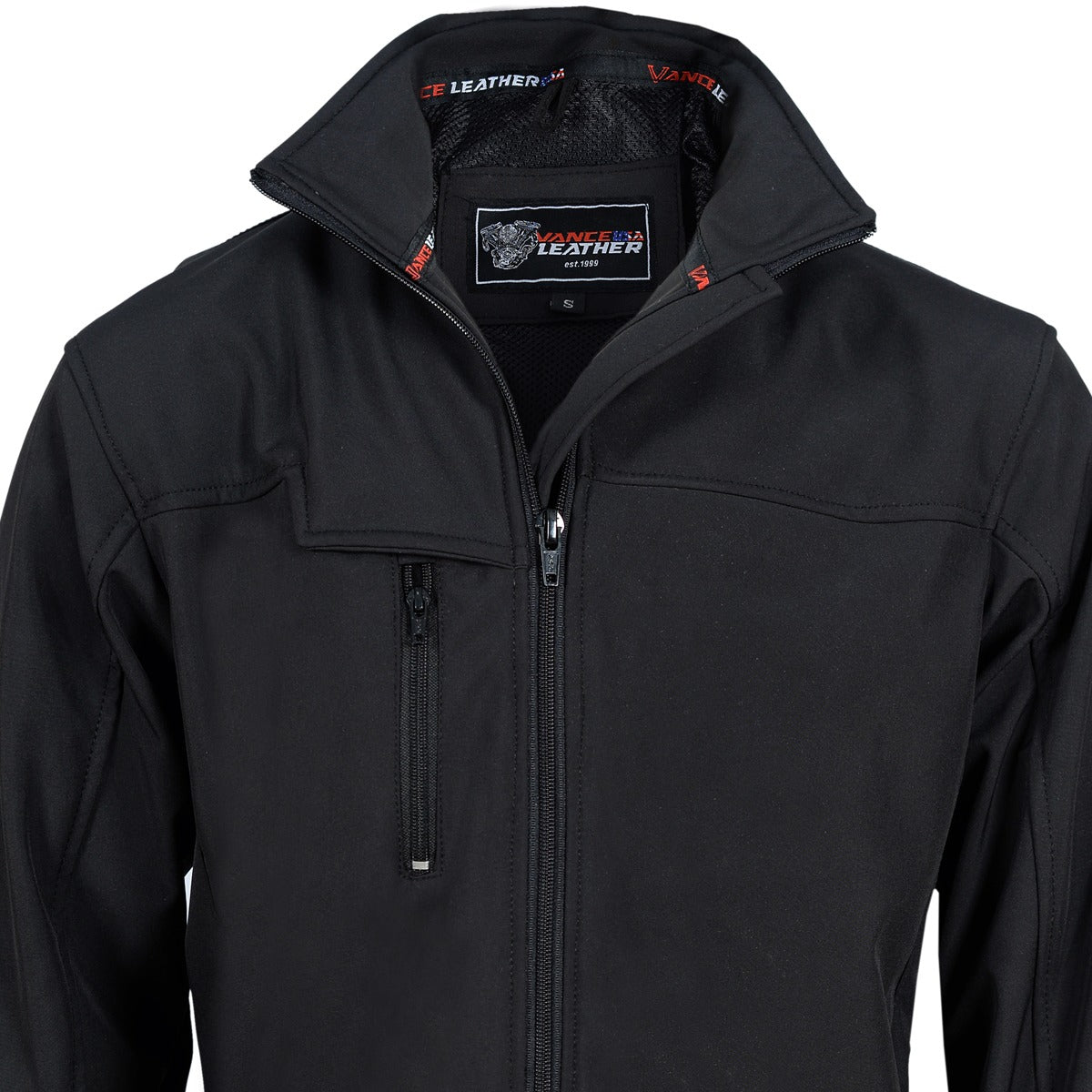 Black Waterproof Lightweight Zipper Front Soft Shell Jacket Made of Durable thumbnail