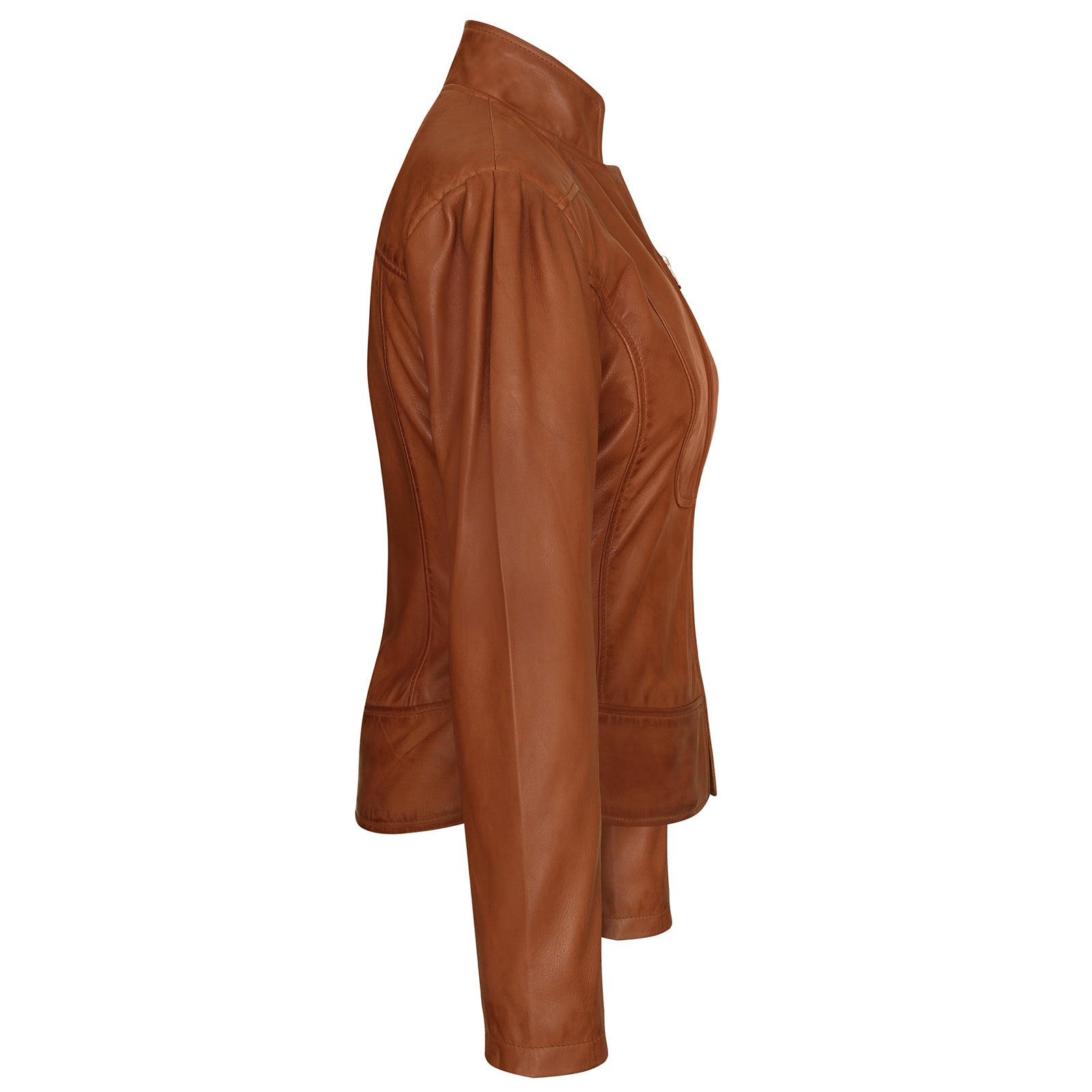 Vance Leathers' Ladies Leathers\' Premium Soft Lightweight Brown Fitted Leather Jacket thumbnail