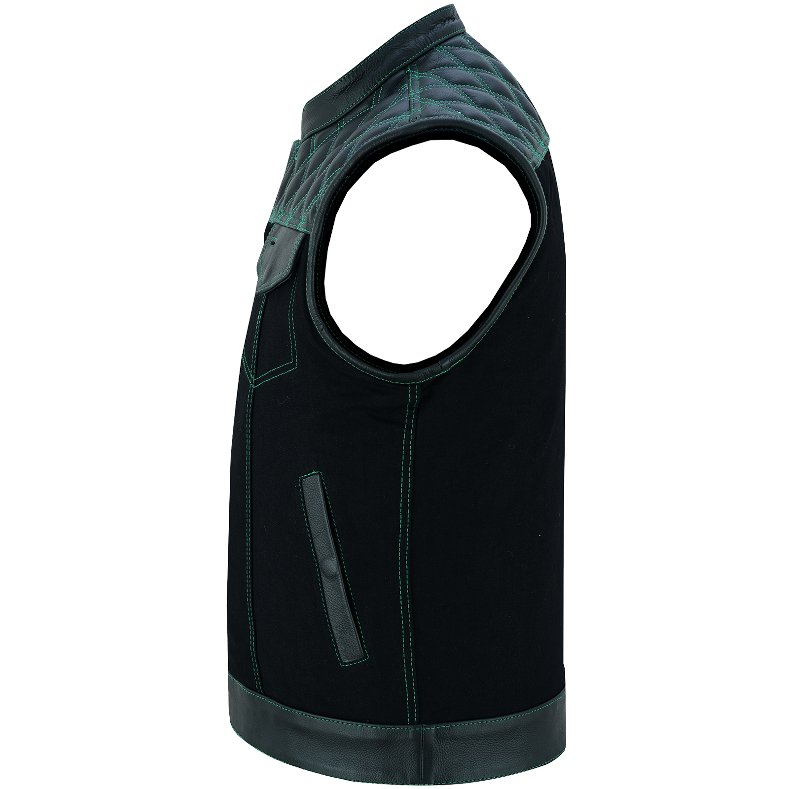 Men's Denim High Quality This black SOA club vest is made of denim and premium cowhide thumbnail