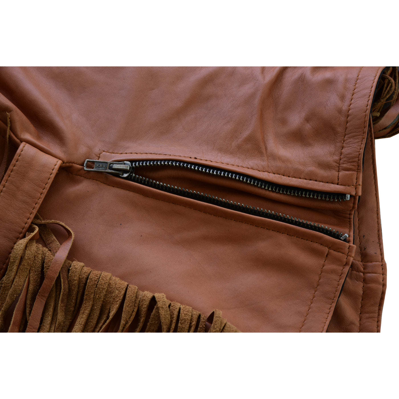 Ladies Premium Brown Soft Vintage Leather Concealed Carry Motorcycle Vest Buckle Strap thumbnail